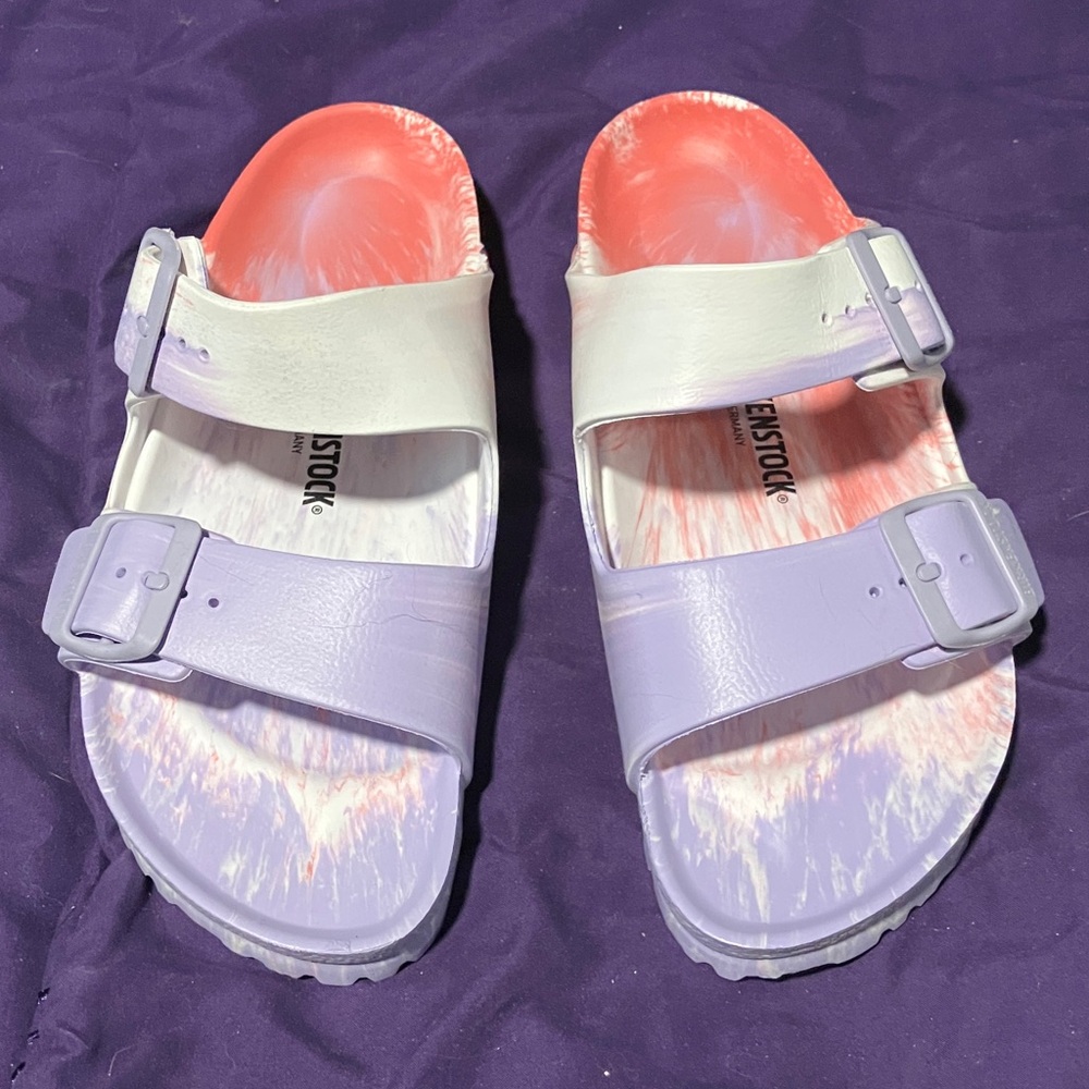 Birkenstock Lavender and Coral Sandals